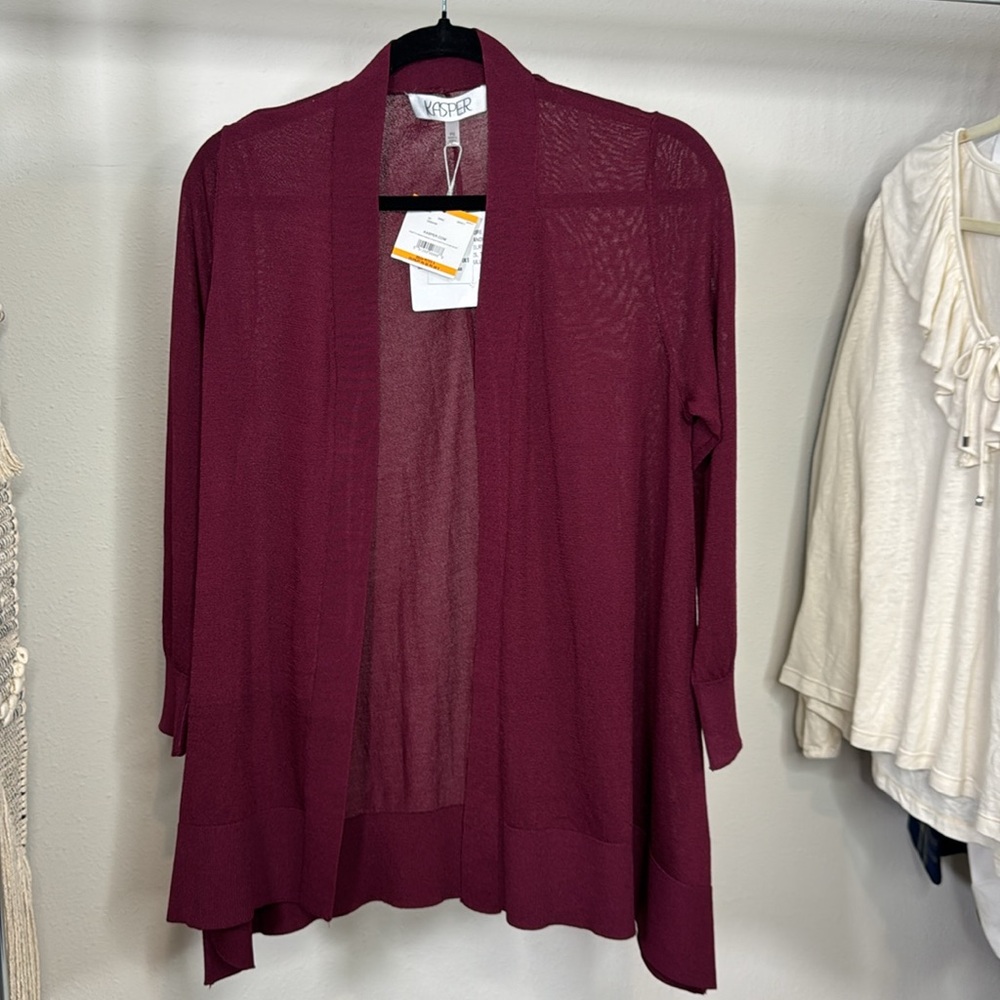 Kasper Deep Red Women's Cardigan Kasper
Petite Open-Front Long Sleeve Cardigan - Picture 2 of 5
